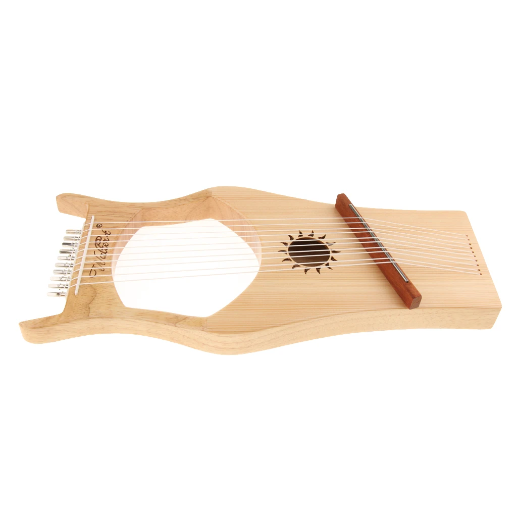 Tooyful Exquisite 10 Strings Lyre Harp Harfe Arpa with Tuning Key Storage Bag Strings Cleaning Cloth String Instrument