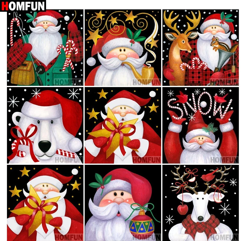 HOMFUN 3D бриллиантовый рисунок Рождество Card DIY Полный Стразы наборы для вышивки