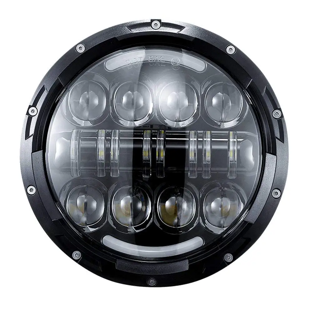 

80W DOT Approved 7 inch LED Projector Headlight with Angle Eyes For Harley Motorcycles(Black/Chrome)