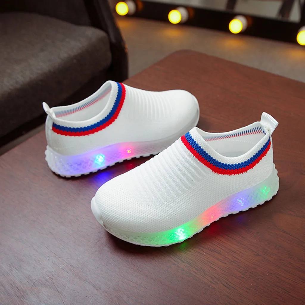 Новые детские сетчатые светящиеся спортивные кроссовки для бега, повседневная детская обувь, дышащий светодиодный светильник, Sapato Infant