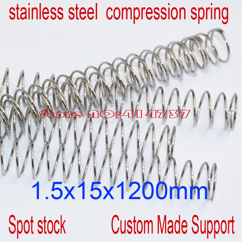 

3pcs 1.5*15*1200mm stainless steel spot spring 1.5mm wire hammer spring Y type compression spring pressure spring OD=15mm