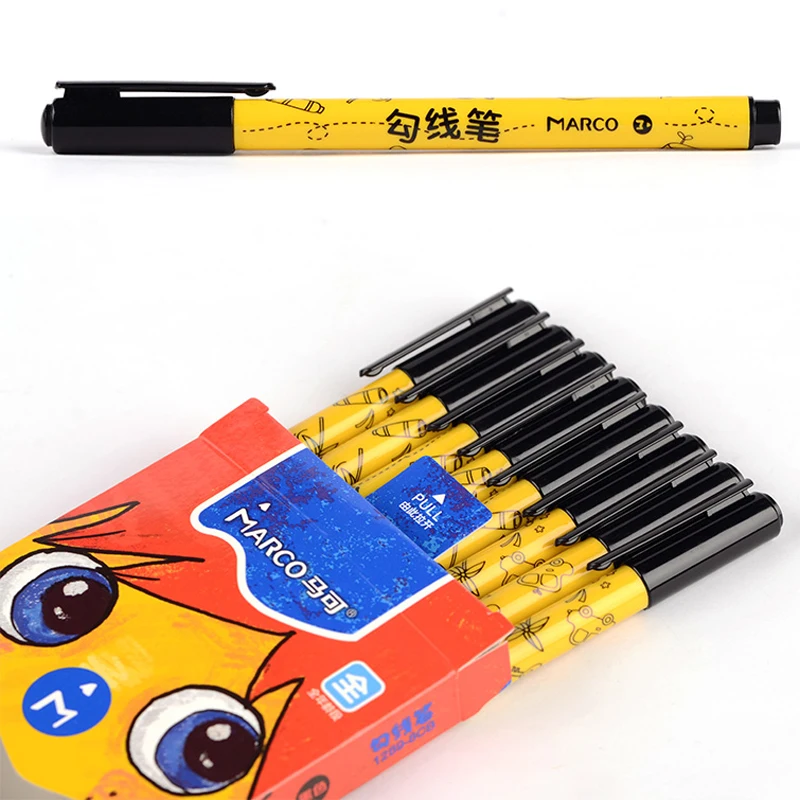 3pcs 8pcs Safe Non-toxic Black Marker Pen Drawing Liner Pen Art Markers for Kids Stationery School Office Supplies