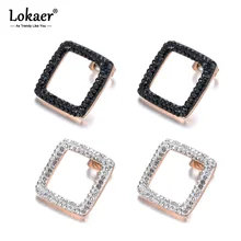 Lokaer трендовые ювелирные изделия из нержавеющей стали, белые/черные глиняные серьги, розовое золото, квадратная форма, Рождественский подарок E18457