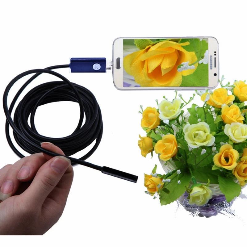 2in1 USB эндоскопа Камера 2 м/5 м/10 м эндоскопа android Камера телефон OTG USB бороскоп инспекции змея Мини эндоскопа Камера 7 мм