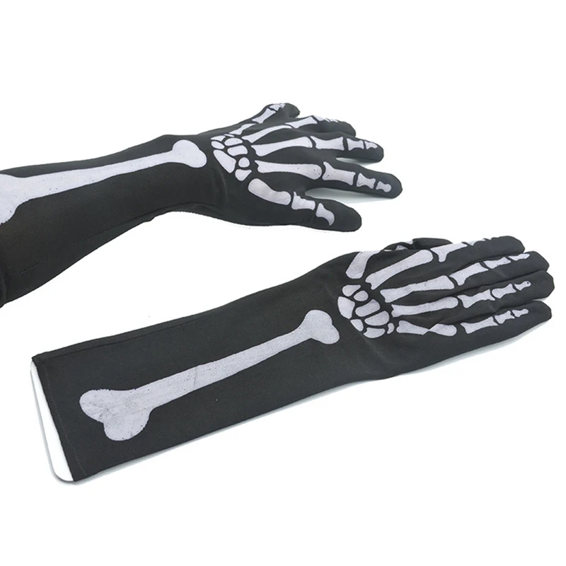 Новинка длинные черные белые перчатки в виде рук привидения игрушка Магический Жезл вспомогательная одежда скелет кости перчатки с черепом
