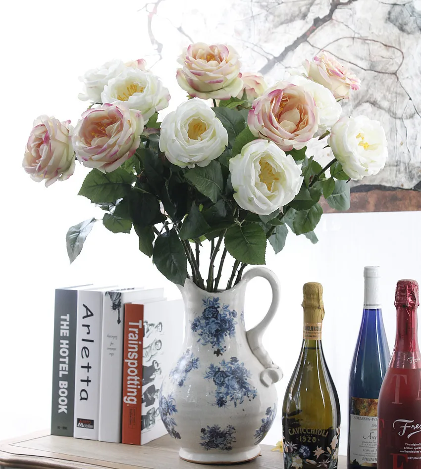 artificial peonies silk peonies rose flower wedding bouquet fake flower head  (49)