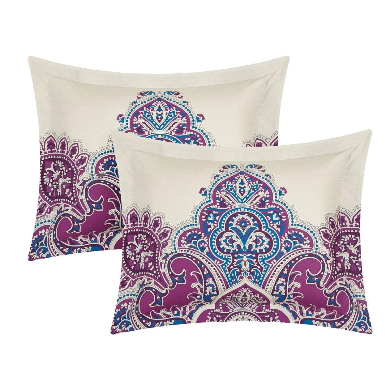 Chic Home 5 Piece Samadhi 100% Cotton 200 Thread Count XL Panel Framed Boho Printed REVERSIBLE Comforter Set w/ Shams & Decorative Pillows (4)