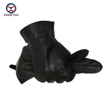 Новые зимние мужские кожаные перчатки из оленьей кожи, мужские теплые мягкие мужские перчатки, черные мужские варежки, подкладка из 70% шерсти и кроличьей шерсти-06