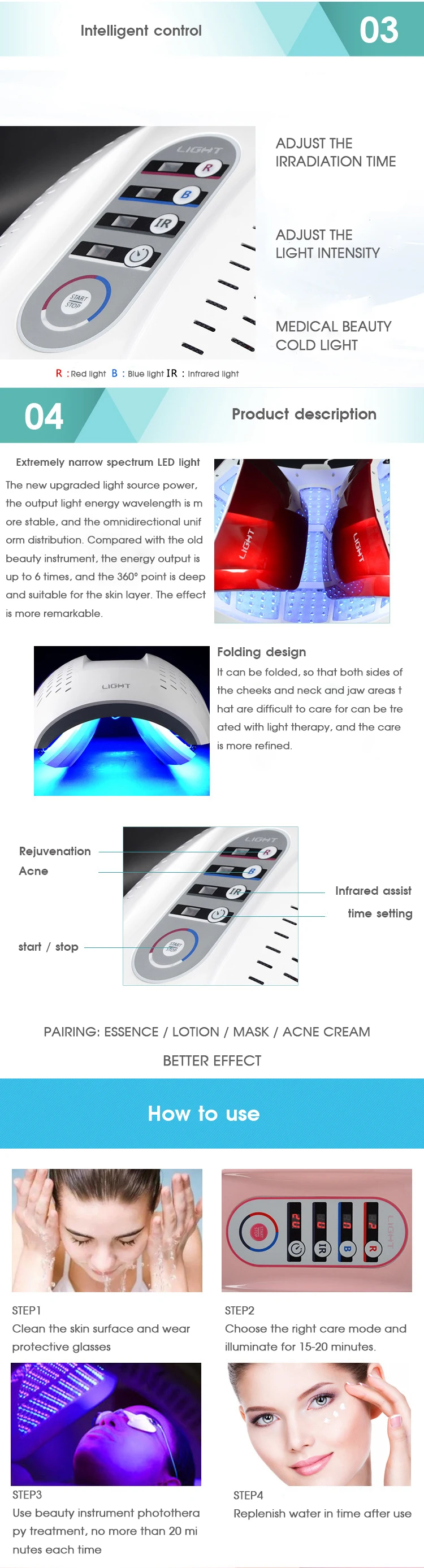 Новейший профессиональный Фотон PDT светодиодный светильник Маска для Лица Машина Для Лечения Акне Отбеливающий светильник для омоложения кожи терапия