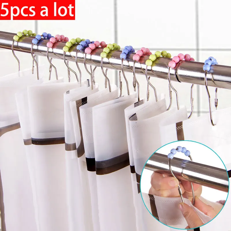 

vanzlife Candy-colored ball shower curtain hook Single-sale home curtain ring hook Creative bathroom shower curtain ring hanging