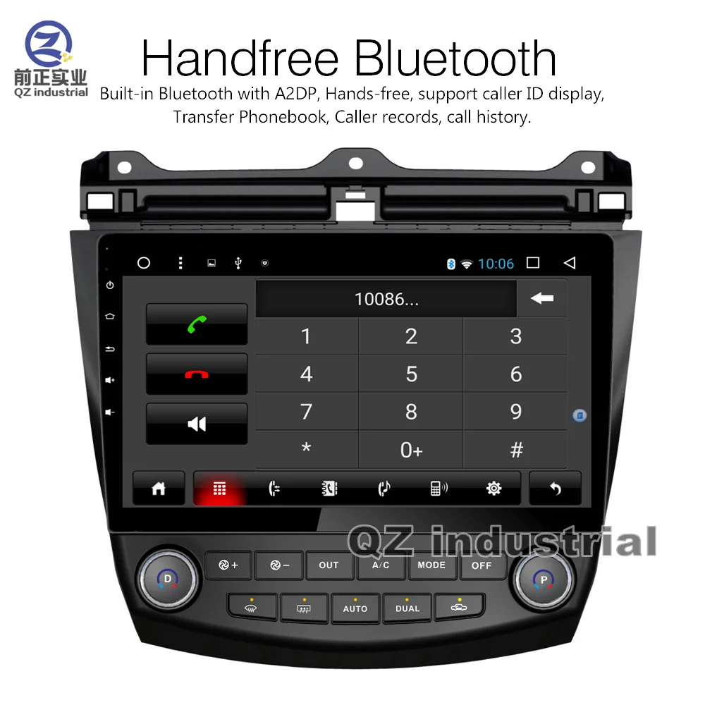 Perfect QZ industrial HD 10.2" 2.5D Android 8.1 T3 for Honda 2004-2007 Accord 7 car dvd player with 3G 4G GPS WIFI BT Radio Navi RDS Map 3