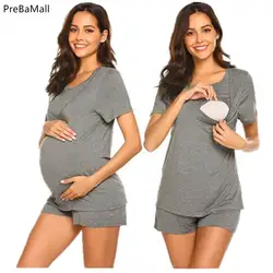 Пижамы для беременных, кормящих грудью для больничный набор короткий рукав Грудное вскармливание Беременность пижамы Пижама для