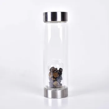 

Drop shipping Tiger Eye Healing Crystal Water Bottle Gemstone