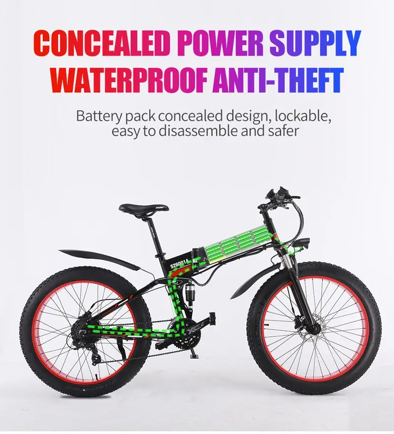 Sale YQS 1000W Snow ebike Beach Electric bicycle 26 inch 48V  lithium motor bike 7