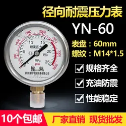 YN-60/100 сейсмический манометр антивибрационный Масляный Гидравлический счетчик 0-1,6/2,5/40 МПа вакуумный отрицательное давление воды