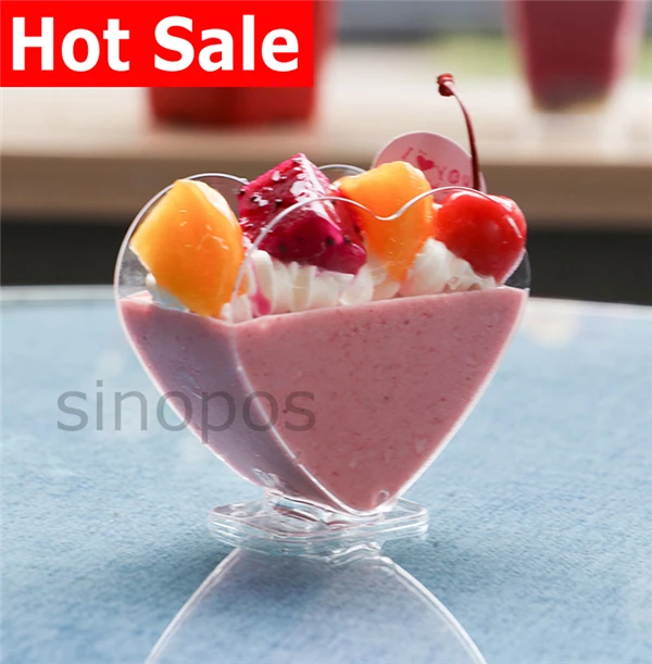 10 шт прозрачный пластиковый лоток для Мусса в форме сердца, чашки для торта с совком, прозрачная коробка для сладкой еды, SP01