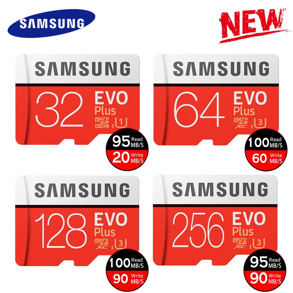 Оригинальные карты памяти SAMSUNG EVO+ 32 ГБ EVO plus U3 64 Гб 128 ГБ 256 Гб класс 10 Micro SD карта 32 Гб 64 Гб microSD UHS-I tf-карта