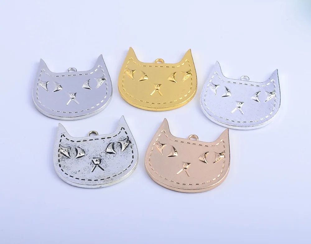 

50 шт. 39x39,5 мм Ожерелье из цинкового сплава золотого и серебряного цвета Очаровательное ожерелье с лицом кошки на удачу подвеска «сделай сам» модные ювелирные изделия для женщин и мужчин