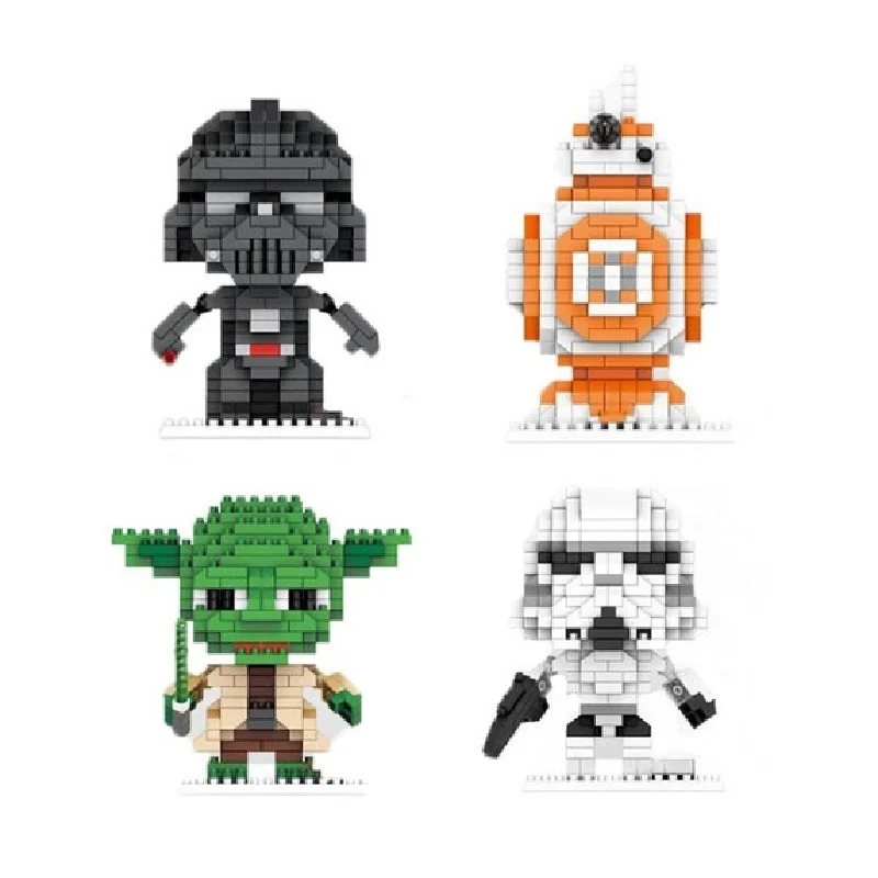 American Anime Yoda Darth Vader Action Figures BB8 DIY Model Building Bricks Stormtrooper 3D Star Wars Micro Toys For Boys Kids | Игрушки и