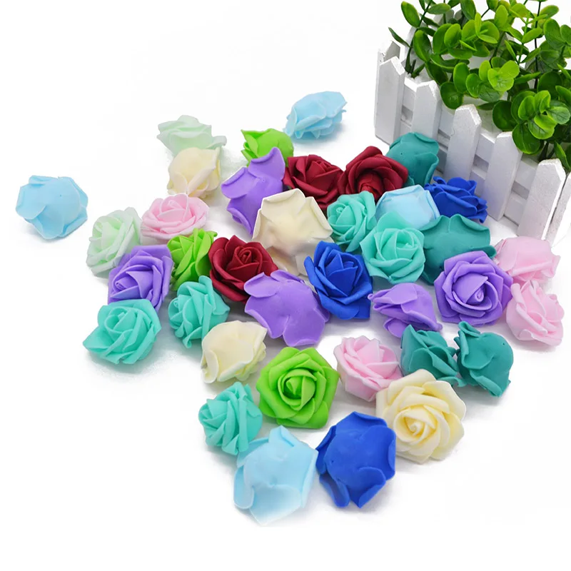 30pcs 4cm Multicolor Artificial PE Foam Rose Flower Head Multi-Use For Wedding Party Decor Home DIY Wreaths Craft Gift Supplies