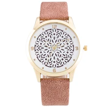 2016 Mode Fleur Motif Creux Femmes Montres De Luxe Marque Robe Montre-Bracelet Élégant Quart-montre Reloj Mujer Horloge