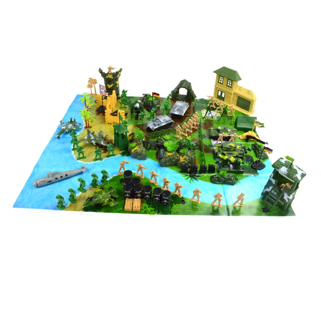 

Plastic Army Toy Set - 130 Pieces Including Soldiers, Army Map & Battlefield Accessories