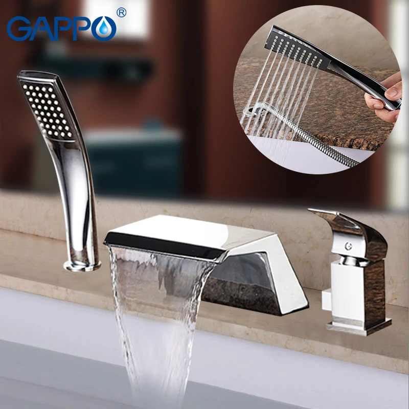 

GAPPO Bathtub faucet deck mounted shower tap bath shower taps rainfall shower sets stainless spout waterfall mixer faucet
