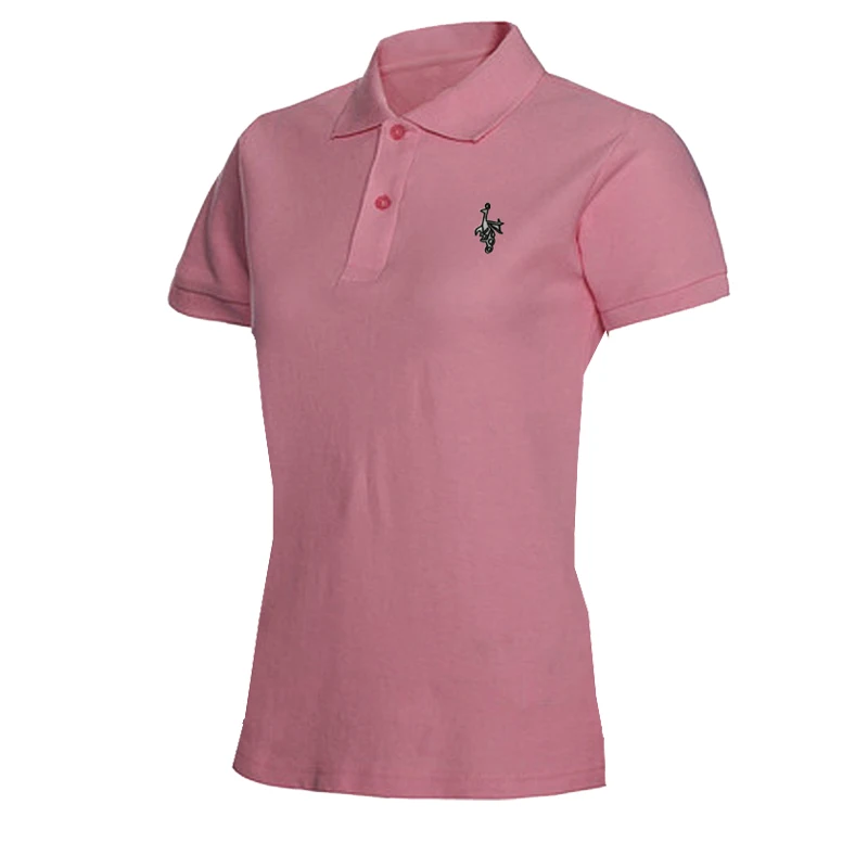 Женские летние хлопковые рубашки поло, летние модные женские рубашки поло с отложным воротником, повседневные рубашки поло с коротким рукавом, хлопковые однотонные тонкие рубашки 0122 - Цвет: Розовый