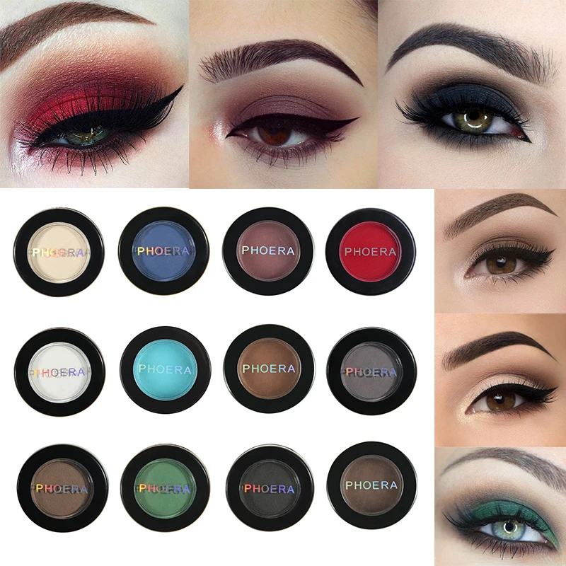 

PHOERA 12 Colors Matte Eye Shadow Powder Pigment Nude Long Lasting Shiny Eyeshadow Makeup Water-Resistant for Women TSLM1