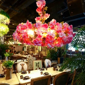 

Industrial wind music bar plant lighting flower bar simulation cherry blossom chandelier theme restaurant cafe chandelier