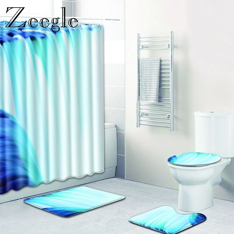 Zeegle 4 шт. живописный узор Ванная комната Нескользящая подставка коврик крышки