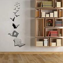 Виниловые наклейки на стены, открытая книга, для чтения, школьной библиотеки, для учебы, спальни, домашний декор, художественная Наклейка на стену YD16