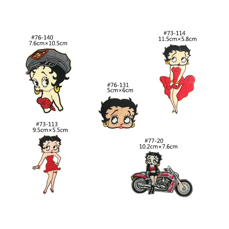 Betty Boop мультфильм обувь для девочек красное платье аппликация фильм ТВ шоу серии костюм Вышитые Железный На нашивки одежда Транс