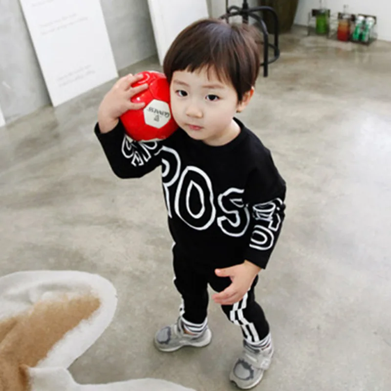 

Kids Clothing Sets Long Sleeve Letter Print T-Shirt + Pants, 2017 New Autumn Spring Children's Sports Suit Boys Clothes CC371
