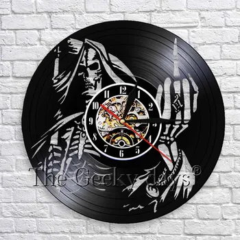 

Rock Skull Design CD Vinyl Record Wall Clock Skull Vintage Black Art Wall Watch Duvar Saati Home Decor Clock For Room