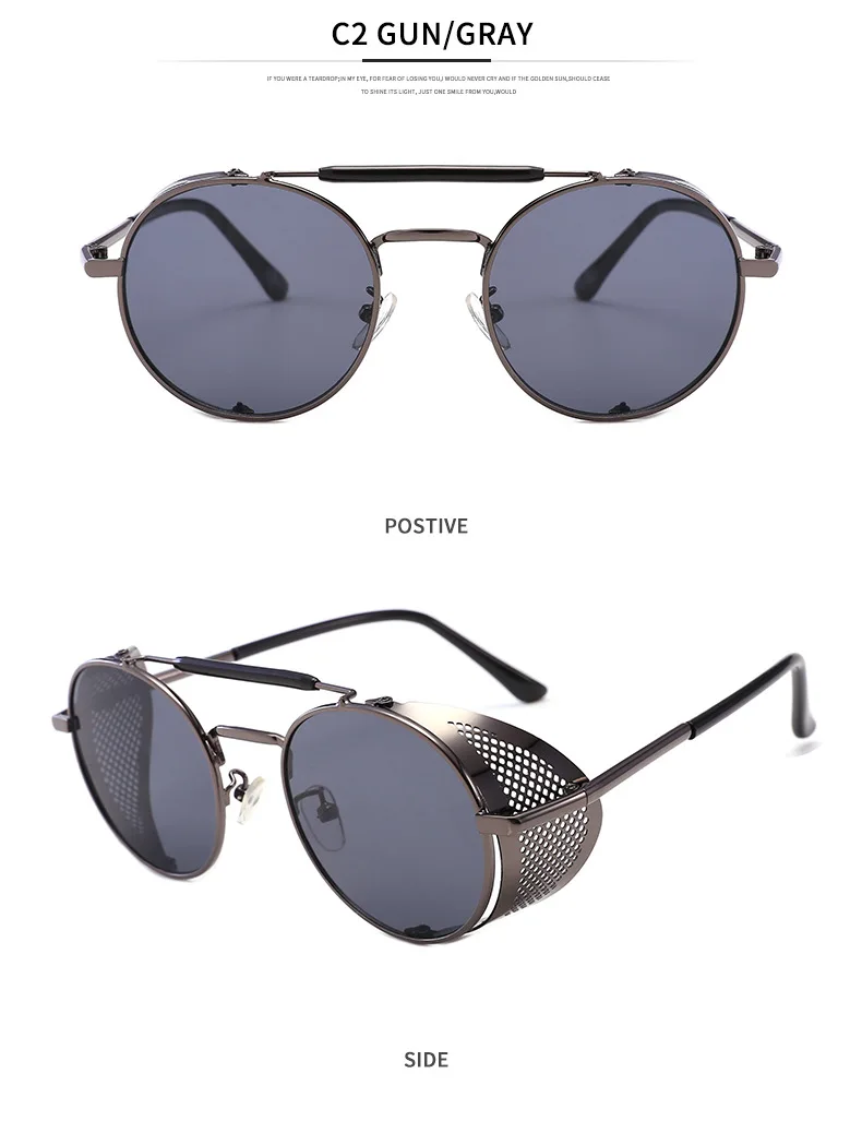DPZ винтажные круглые металлические солнцезащитные очки стимпанк стиль боковая сетка брендовые дизайнерские очки Oculos De Sol Shades УФ Защита