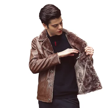 

KUYOMENS L-5XL New Arrival Men Leather Jackets Winter Thicken Fleece PU Leather Jackets Casual Coats Jaqueta De Couro masculina
