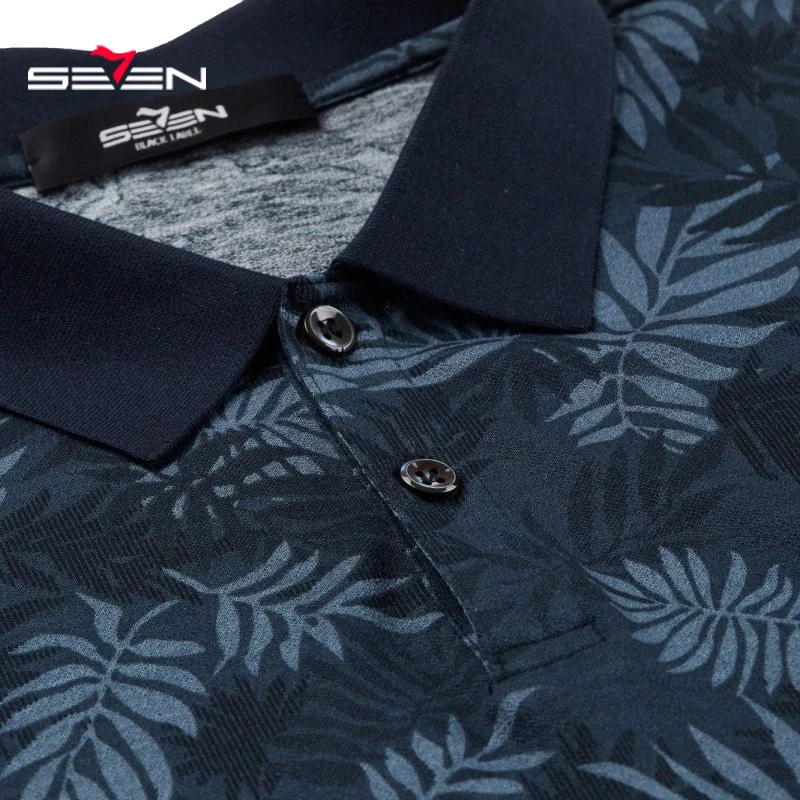 Seven7 Новое поступление Летняя Высококачественная рубашка-поло с принтом Мужские рубашки Slim Fit Polo с коротким рукавом Повседневная мужская одежда 116T50240