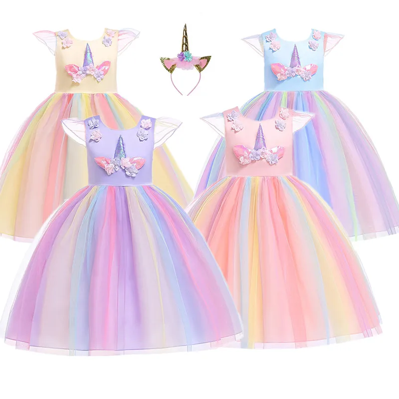 Baby Girl Unicorn Kids Party Dresses Girls Princess Dress