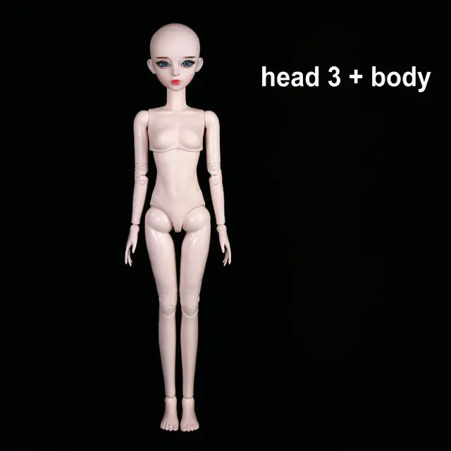 55 см девушки кукла обнаженное тело для куклы 23 шарнирное Bjd 1/3 обнаженное тело с резиновой кожей Глазные яблоки для кукол аксессуары девушки игрушки подарок - Цвет: head 3 body