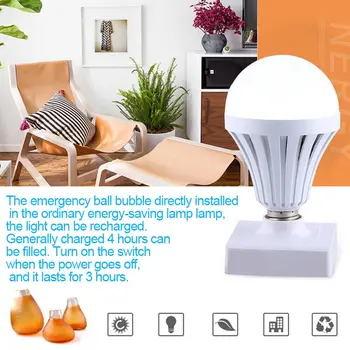 

5/7/9/12/15W Smart LED E27 Emergency Light Bulb Rechargeable Outdoor Camping Intelligent Lamp AC85-265V--M25