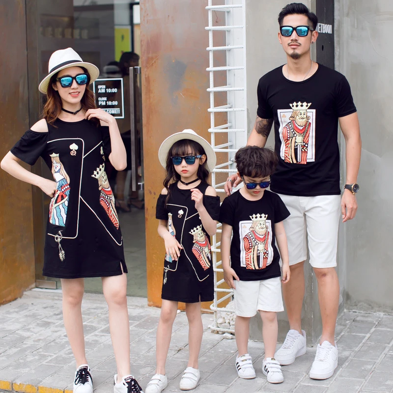 Ropa para Familia, padre, madre, hijo, mamá y yo, vestido de rey y reina, pareja, camisetas, conjunto de atuendo|Trajes iguales de familia| - AliExpress