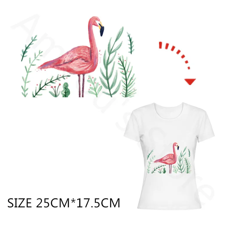 The-Flamingo-Patches-For-Girls-Kids-Clothing-Stickers-For-Clothes-Heat-Transfer-Press-Pyrography-Paper-Iron