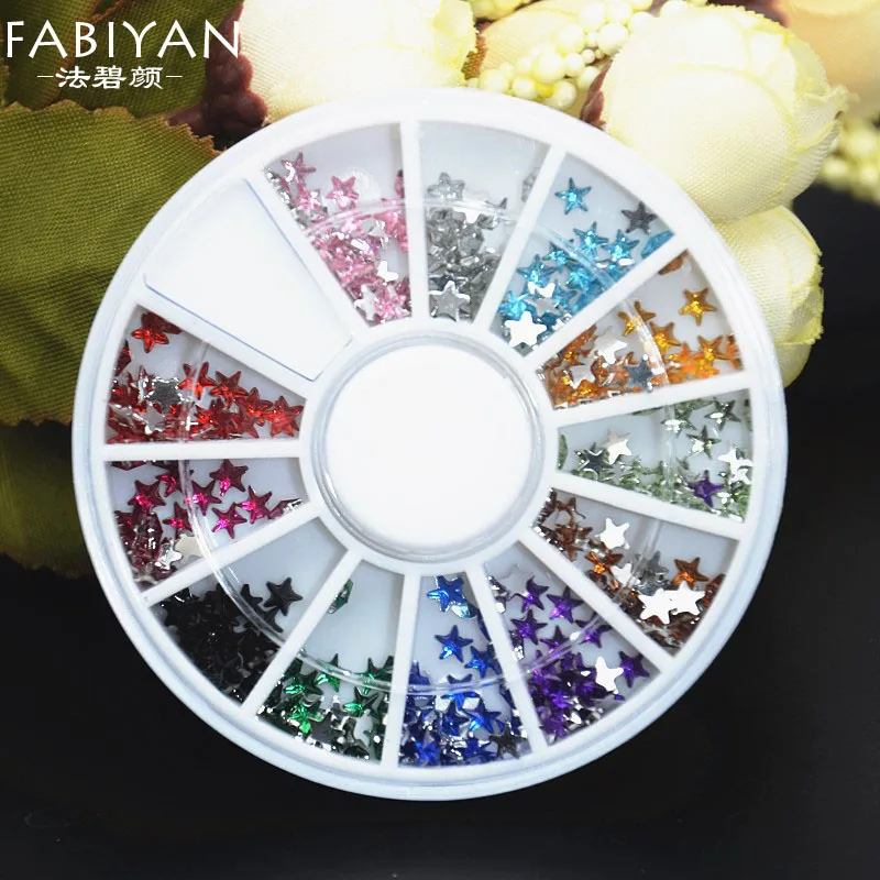 

12 Colors 3D Stars Rhinestones Crystal Glitter Gems Decoration UV Gel Acrylic Tips DIY Nail Art Wheel Accessories Manicure Tools