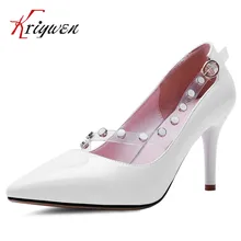 Große größe 33-42 High Heel Schuhe 2016New Frühjahr Eleganten Reizvollen perlen Schuhe Casual hochzeit High Heel Spitz rot lavendel pumpen