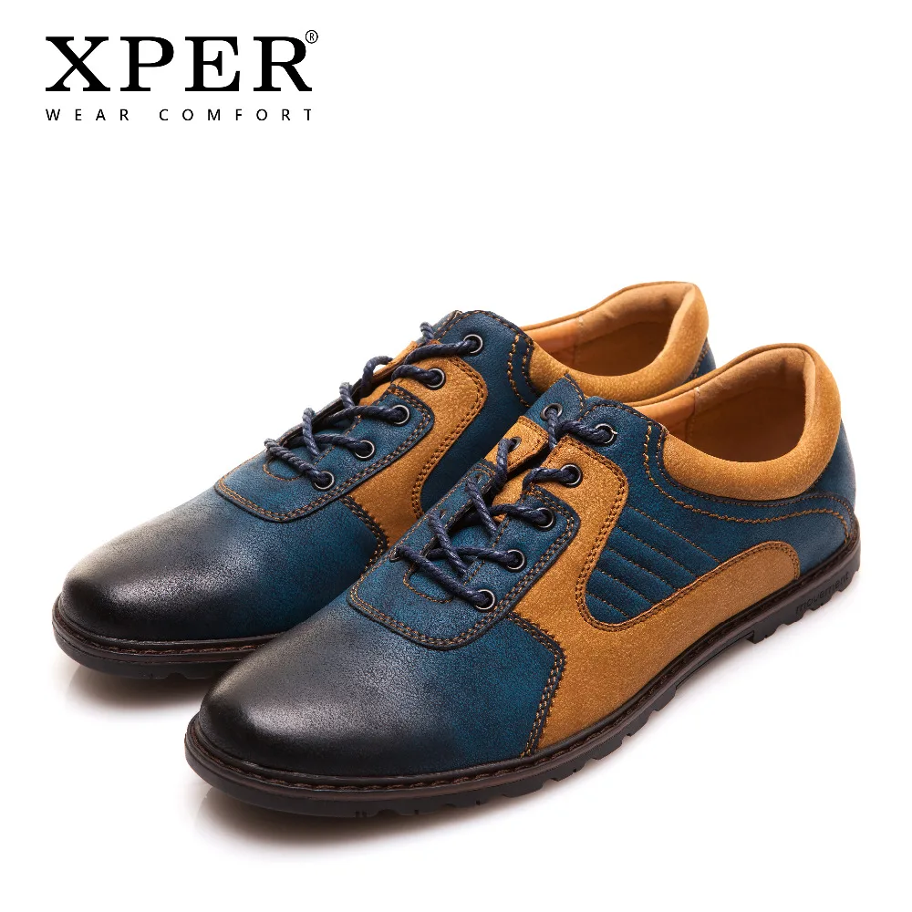 

2018 XPER Brand Men Casual Shoes PU Breathable Men Flats Shoes Mixed Colours Dress Sporty Shoes For Men Big Size YM86826BU