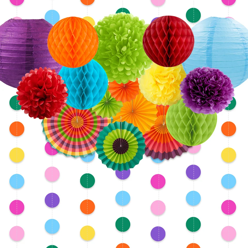 Nicro 16 шт./компл. сезон: весна–лето вечерние декоративные бумажные фонари вентиляторы цветок набор домашний декор DIY# Set62
