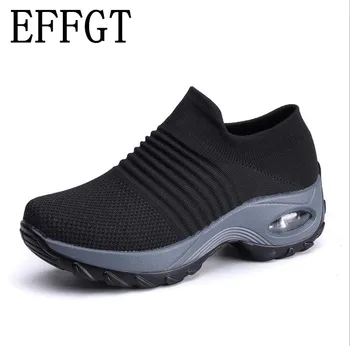 

EFFGT 2019 Spring women sneakers fashion casual shoes platform sneakers black breathable mesh sock sneakers Tenis Feminino A232