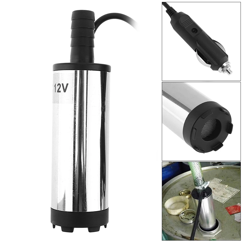 

DC 12V / 24V 38MM Portable Stainless Steel Car Electric Submersible Pump Fuel Water Oil Barrel Transfer Pump Tool with Charger