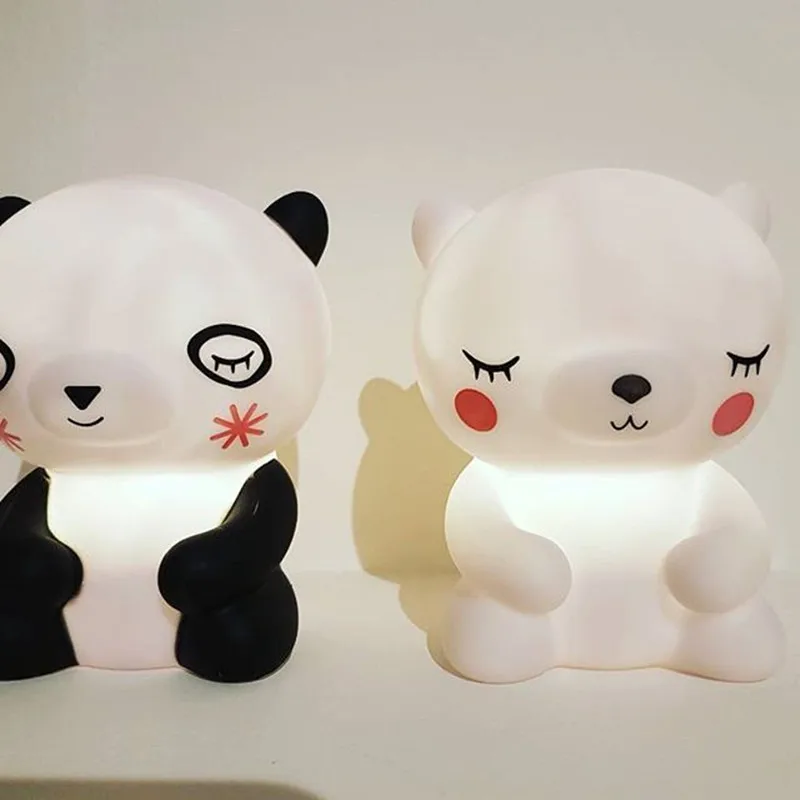Lovely LED Panda Night Lights Soft Light Black White Baby Pillow Bedroom  Feeding Bedside Lamp Holiday Decor Lighting (3)